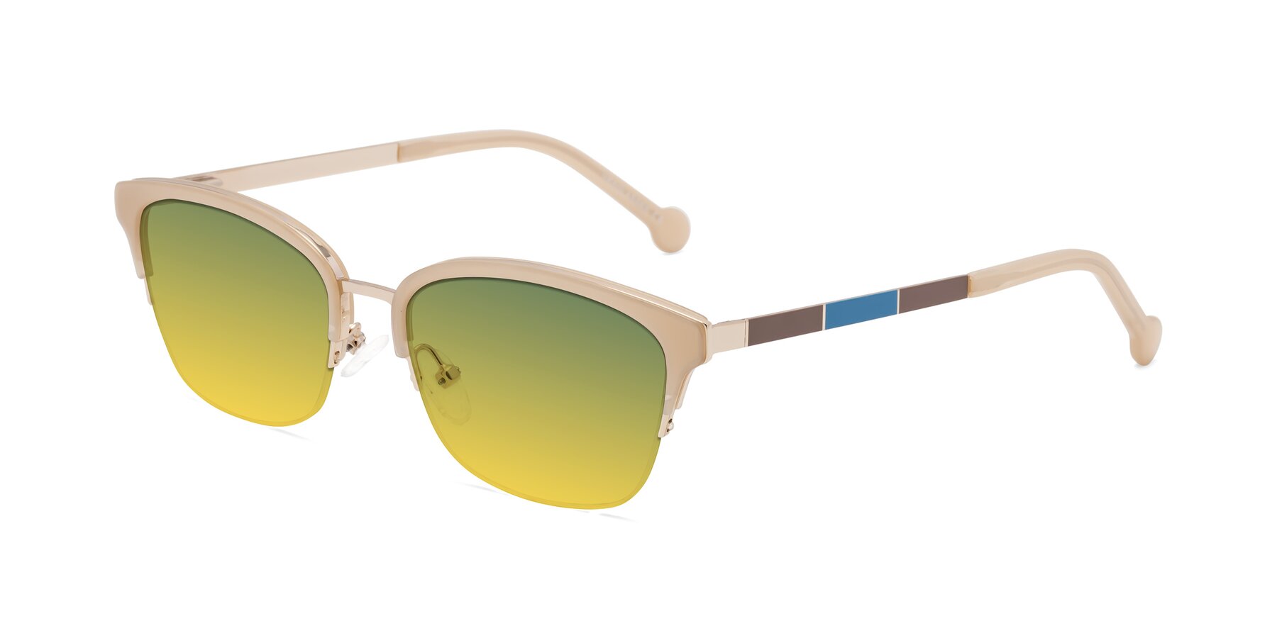 Angle of Jewels in Beige-Gold with Green / Yellow Gradient Lenses