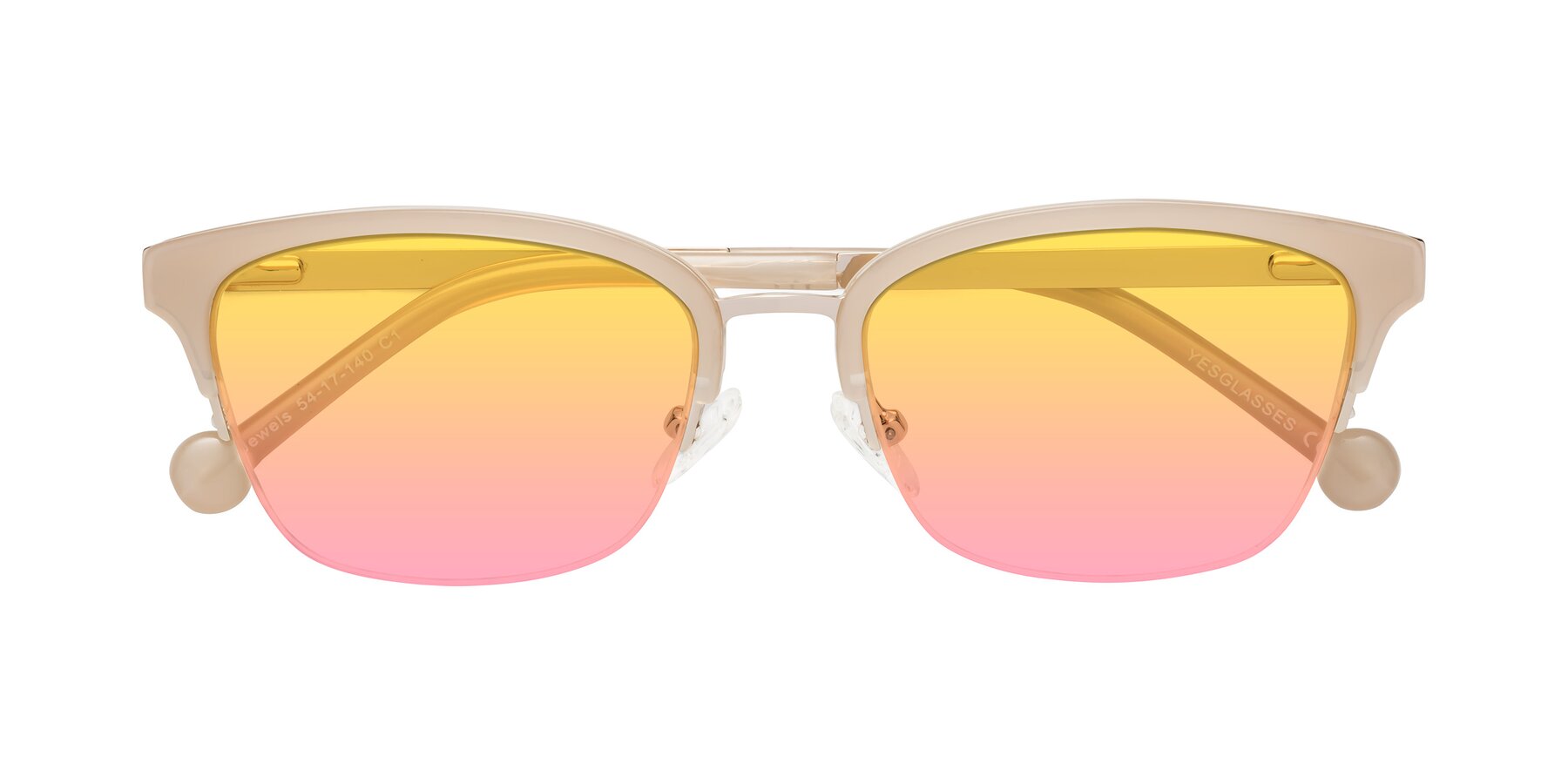 Folded Front of Jewels in Beige-Gold with Yellow / Pink Gradient Lenses