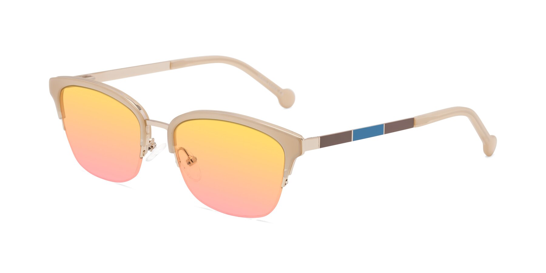 Angle of Jewels in Beige-Gold with Yellow / Pink Gradient Lenses