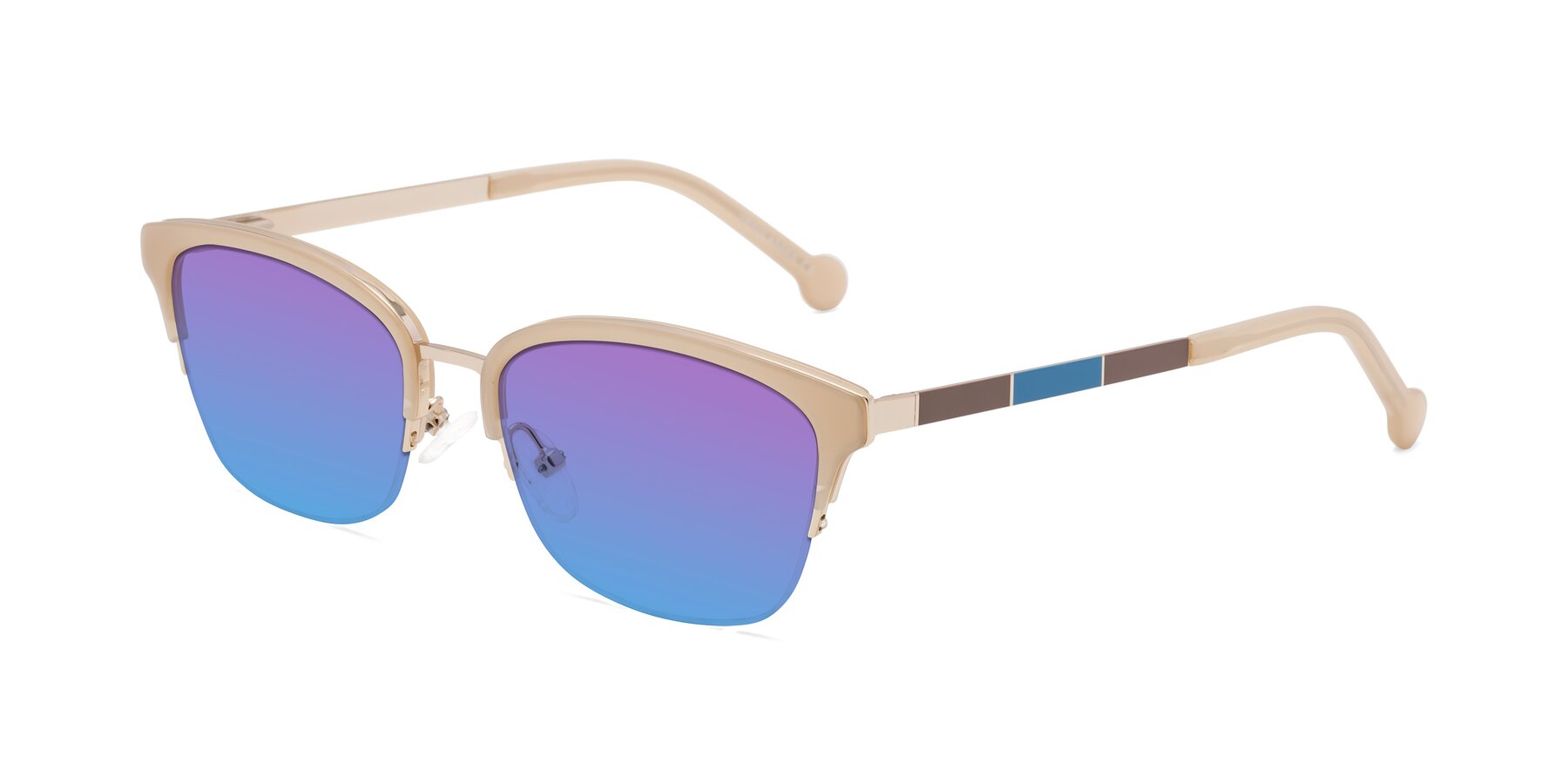 Angle of Jewels in Beige-Gold with Purple / Blue Gradient Lenses