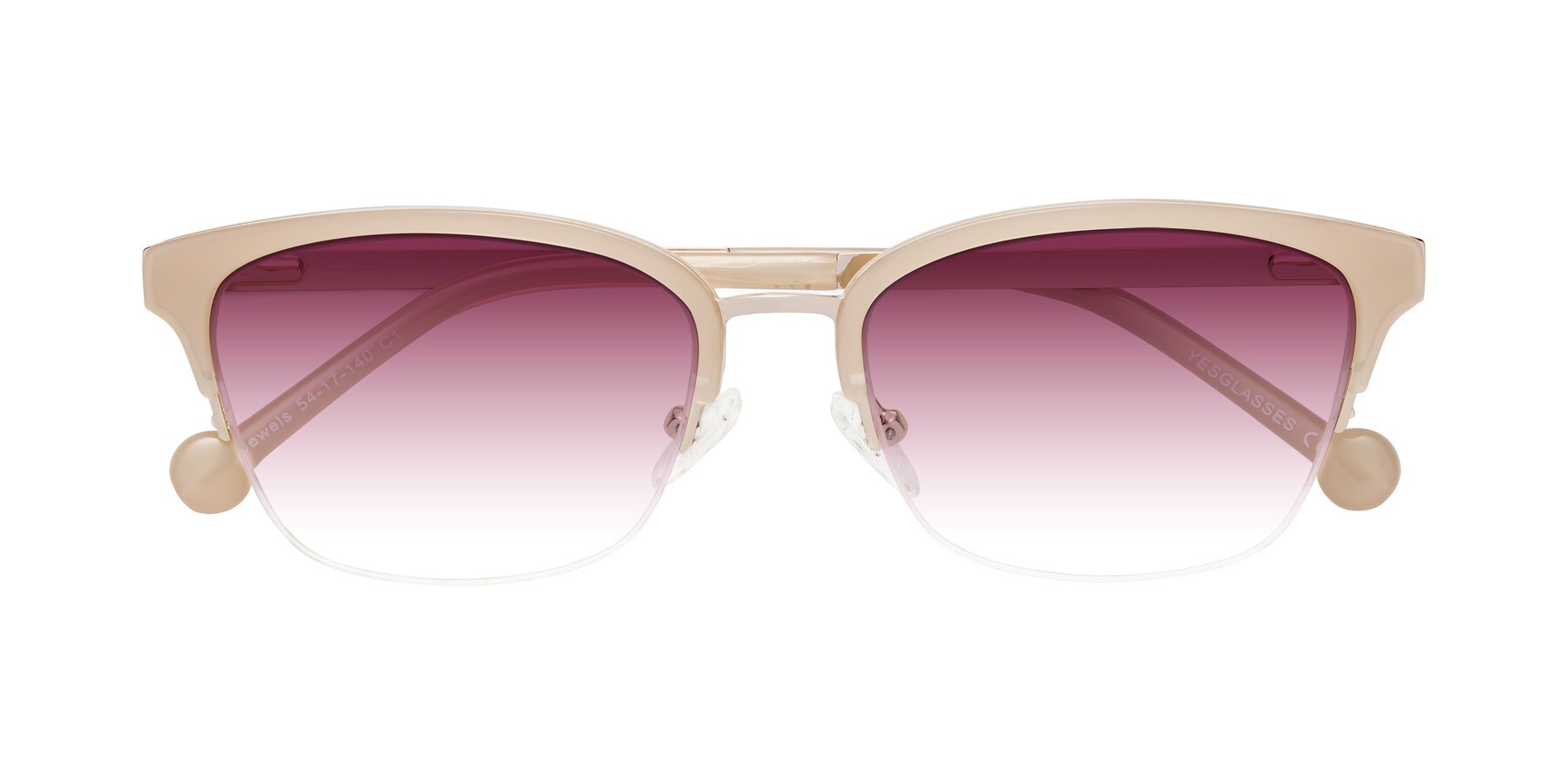 Folded Front of Jewels in Beige-Gold with Wine Gradient Lenses