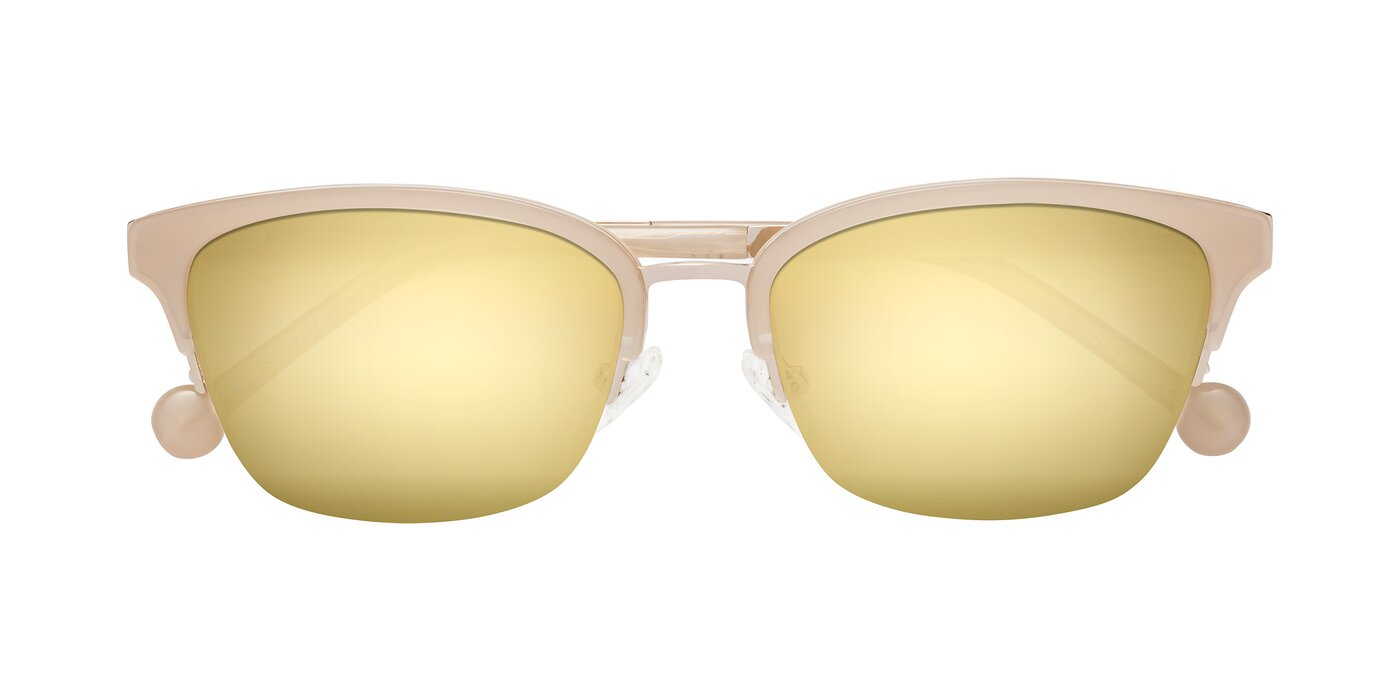 Jewels - Beige / Gold Flash Mirrored Sunglasses