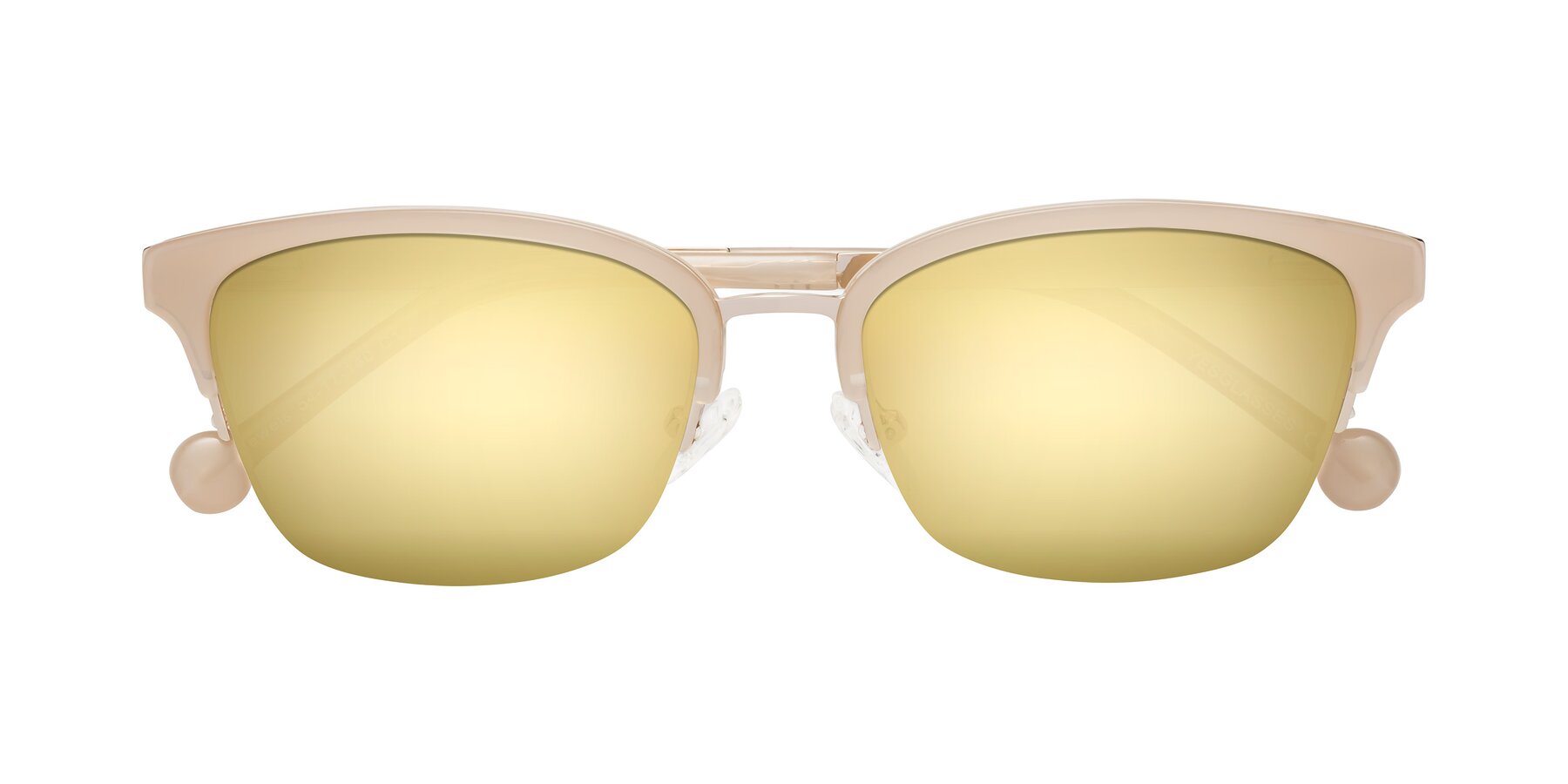 Folded Front of Jewels in Beige-Gold with Gold Mirrored Lenses