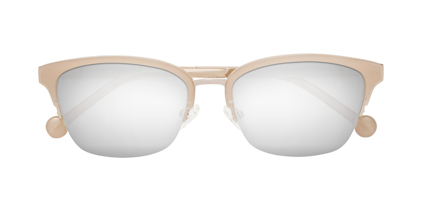 Jewels - Beige / Gold Flash Mirrored Sunglasses