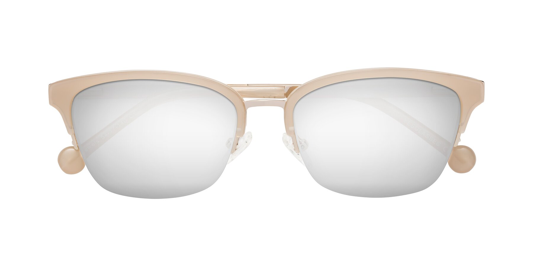 Folded Front of Jewels in Beige-Gold with Silver Mirrored Lenses