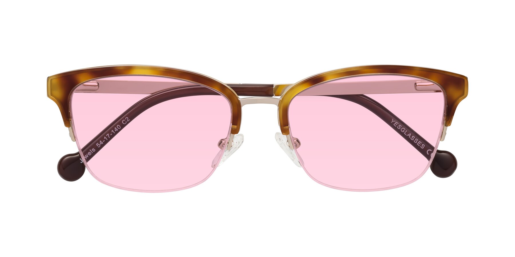 Folded Front of Jewels in Tortoise-Gold with Light Pink Tinted Lenses