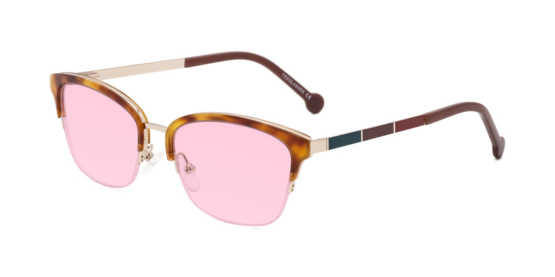 Angle of Jewels in Tortoise-Gold with Light Pink Tinted Lenses