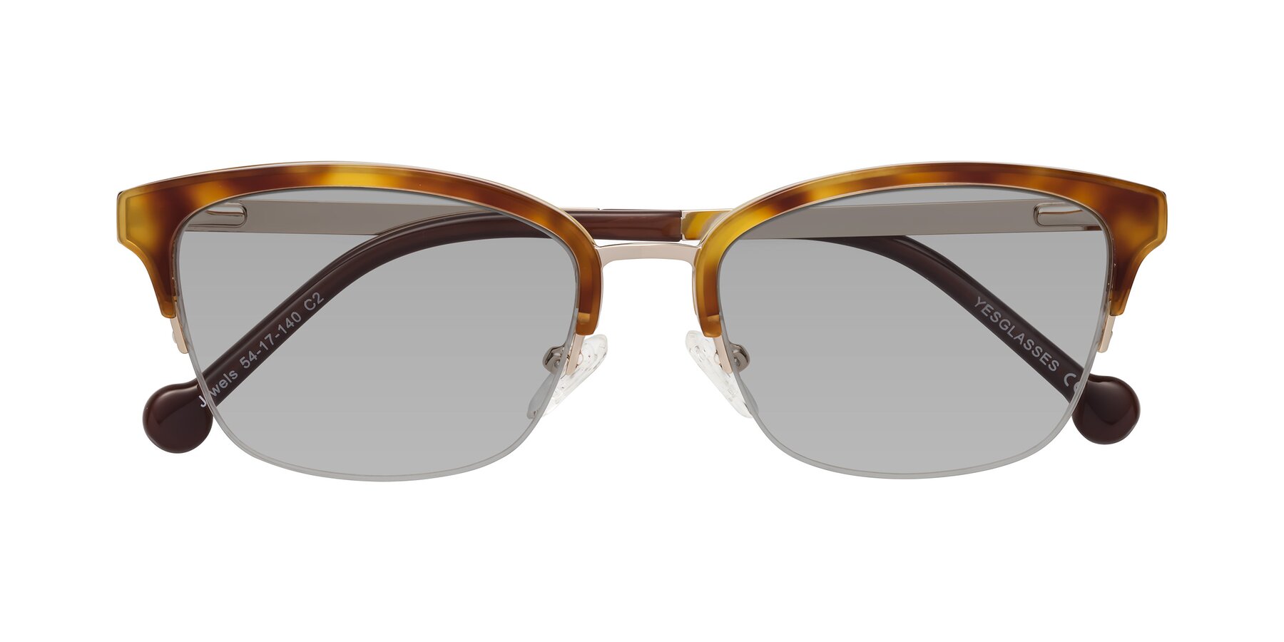 Folded Front of Jewels in Tortoise-Gold with Light Gray Tinted Lenses