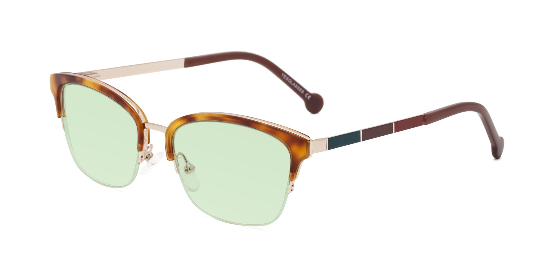 Angle of Jewels in Tortoise-Gold with Light Green Tinted Lenses