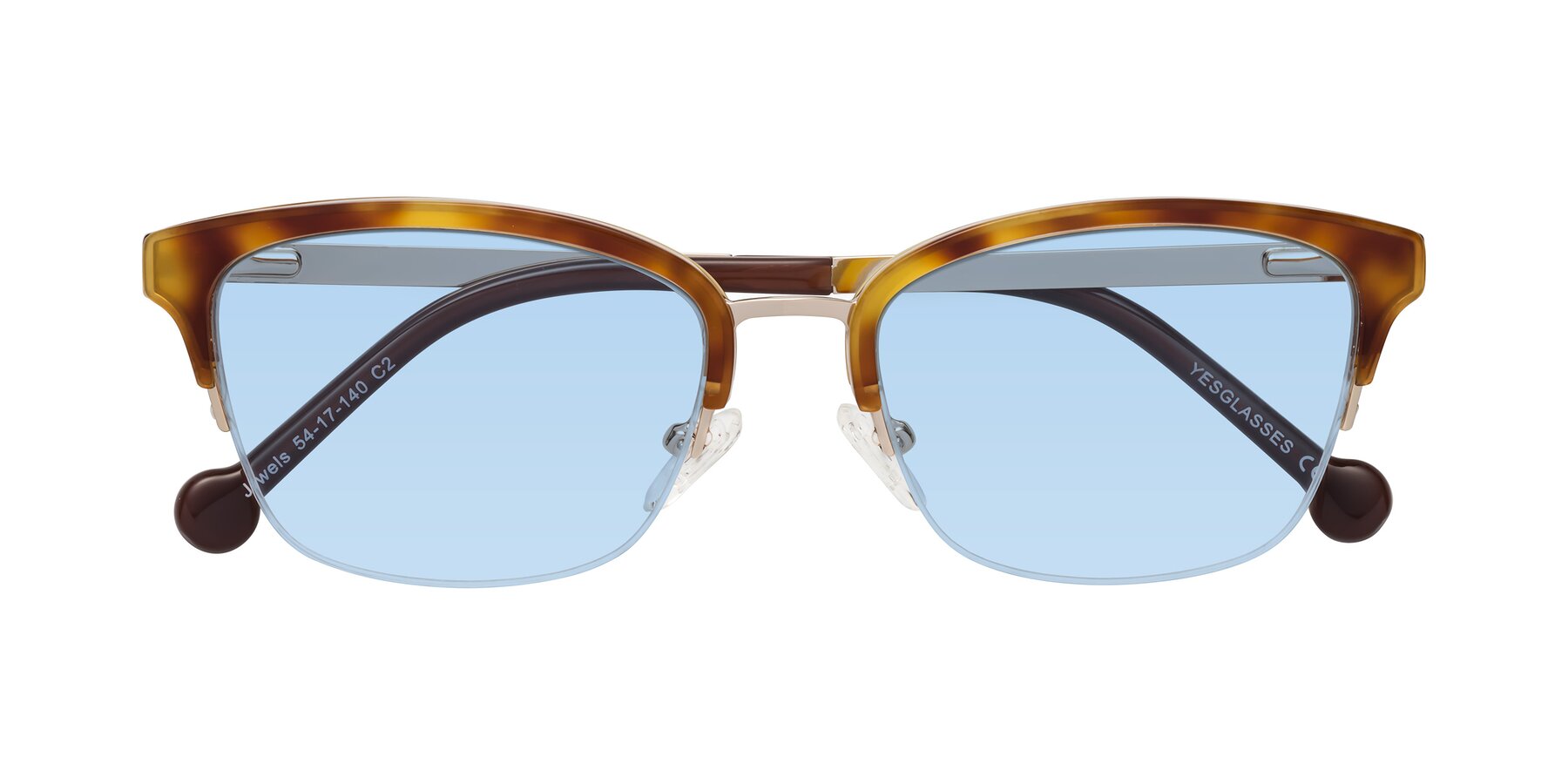 Folded Front of Jewels in Tortoise-Gold with Light Blue Tinted Lenses