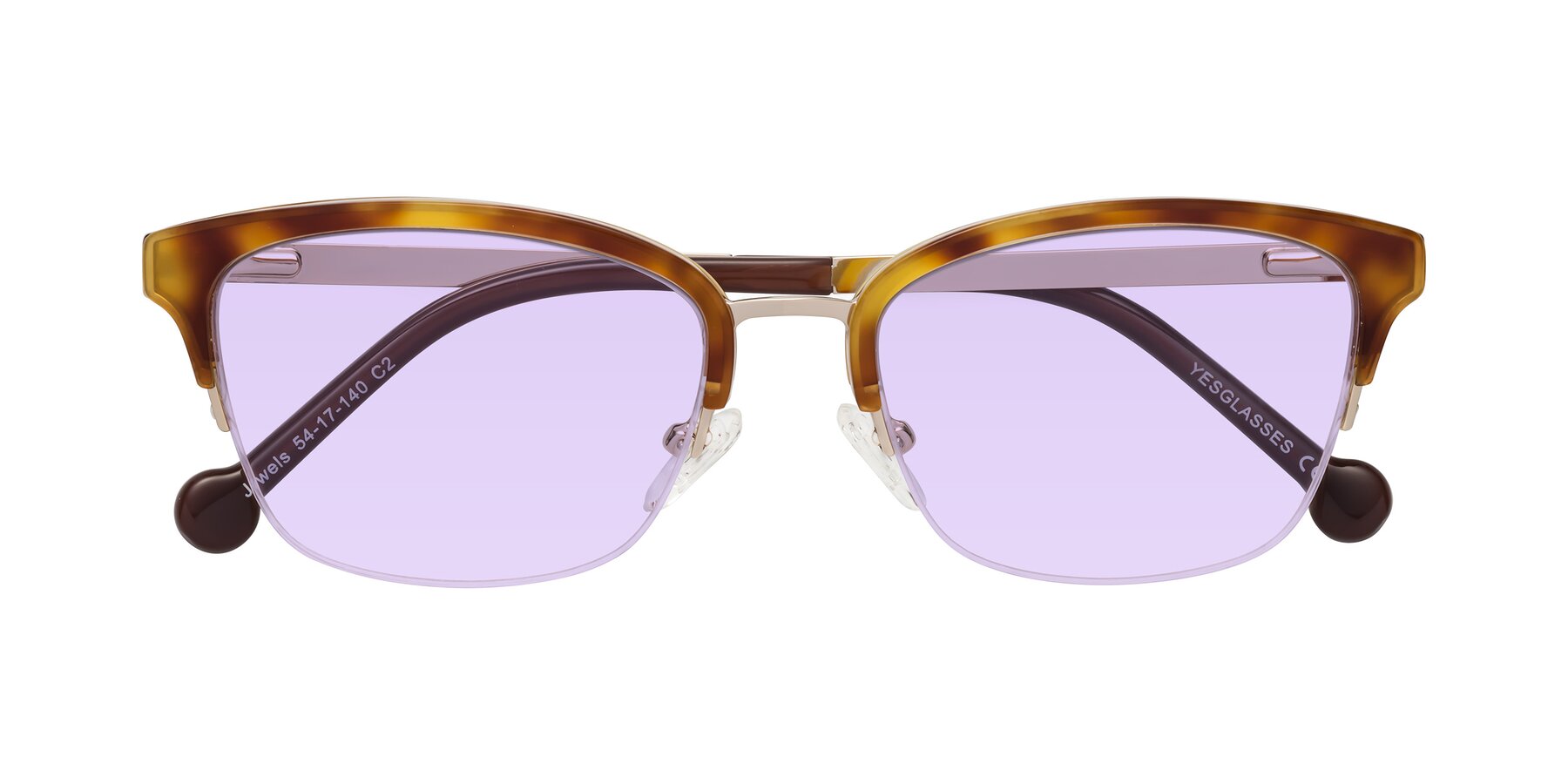 Folded Front of Jewels in Tortoise-Gold with Light Purple Tinted Lenses