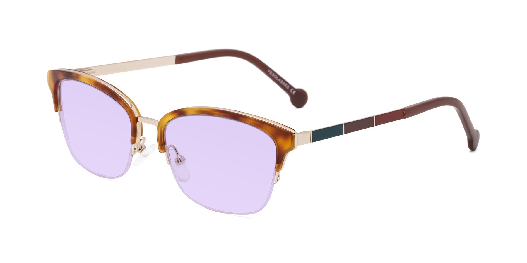 Angle of Jewels in Tortoise-Gold with Light Purple Tinted Lenses