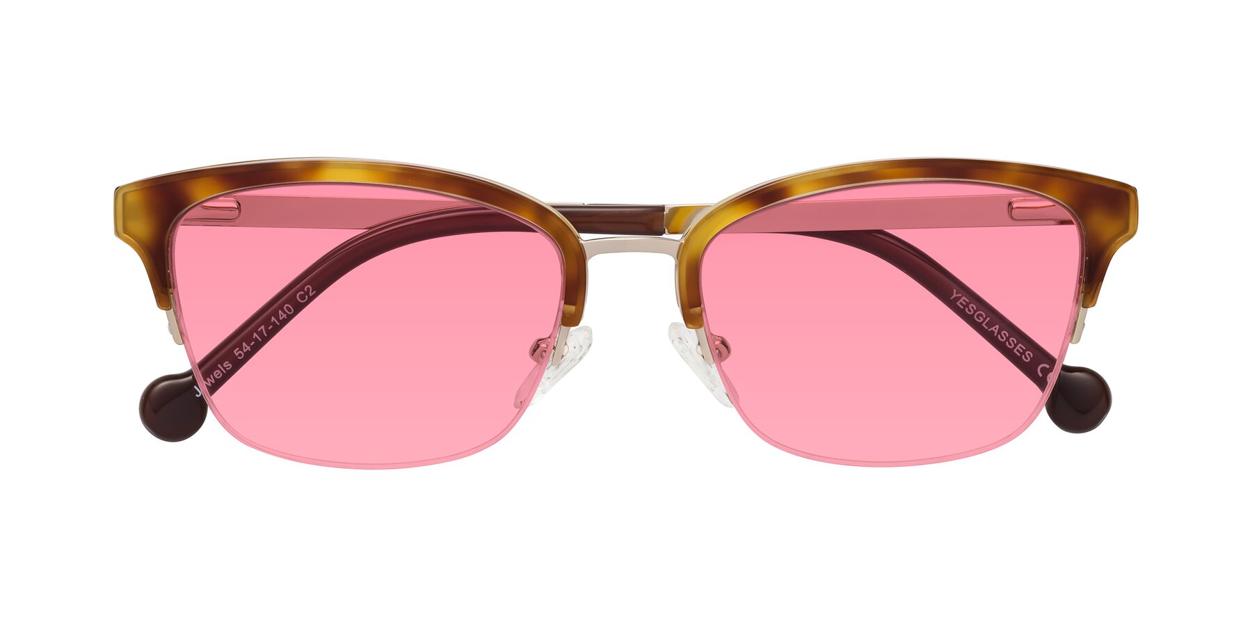 Folded Front of Jewels in Tortoise-Gold with Pink Tinted Lenses