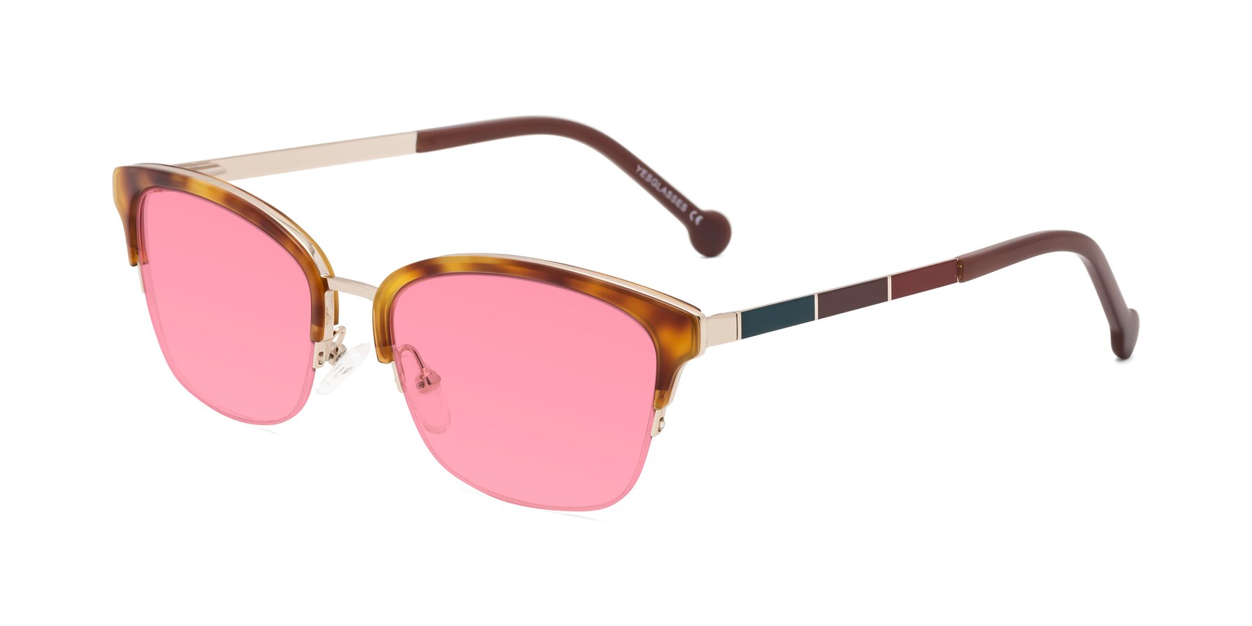 Angle of Jewels in Tortoise-Gold with Pink Tinted Lenses