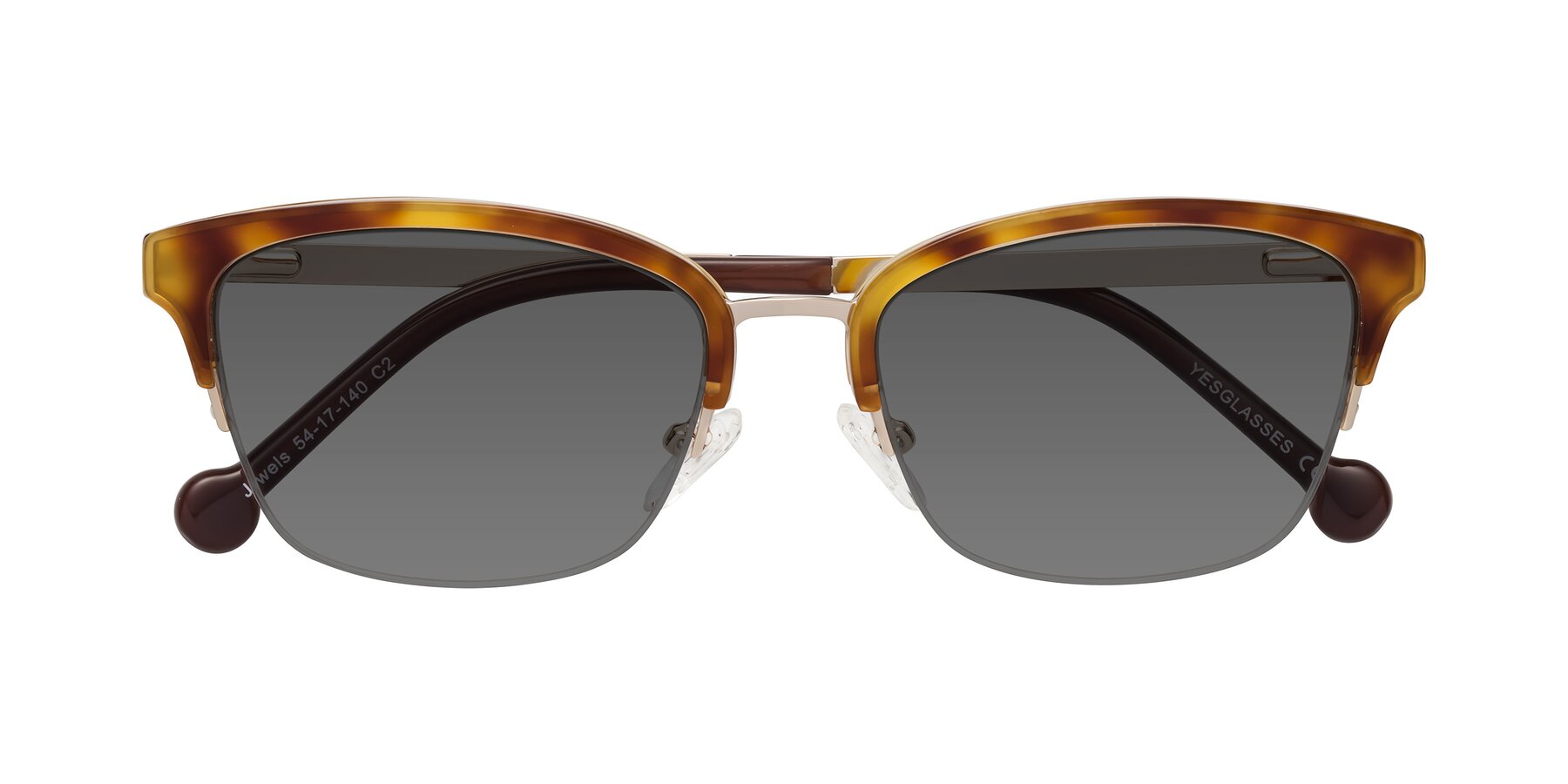 Folded Front of Jewels in Tortoise-Gold with Medium Gray Tinted Lenses