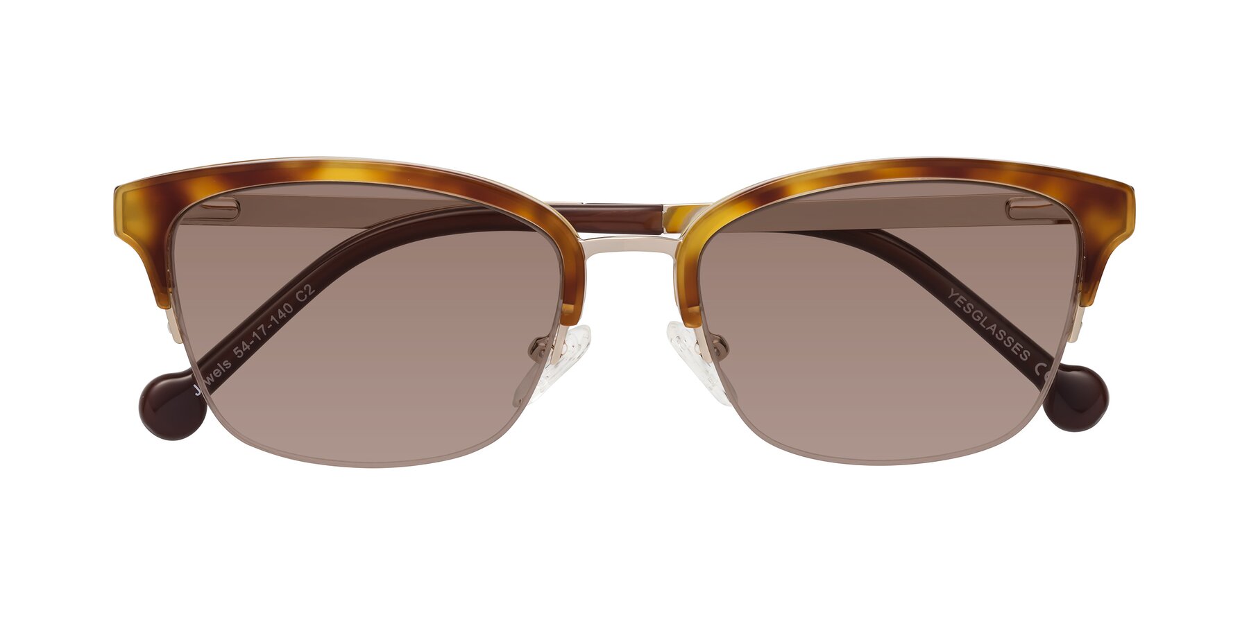 Folded Front of Jewels in Tortoise-Gold with Medium Brown Tinted Lenses