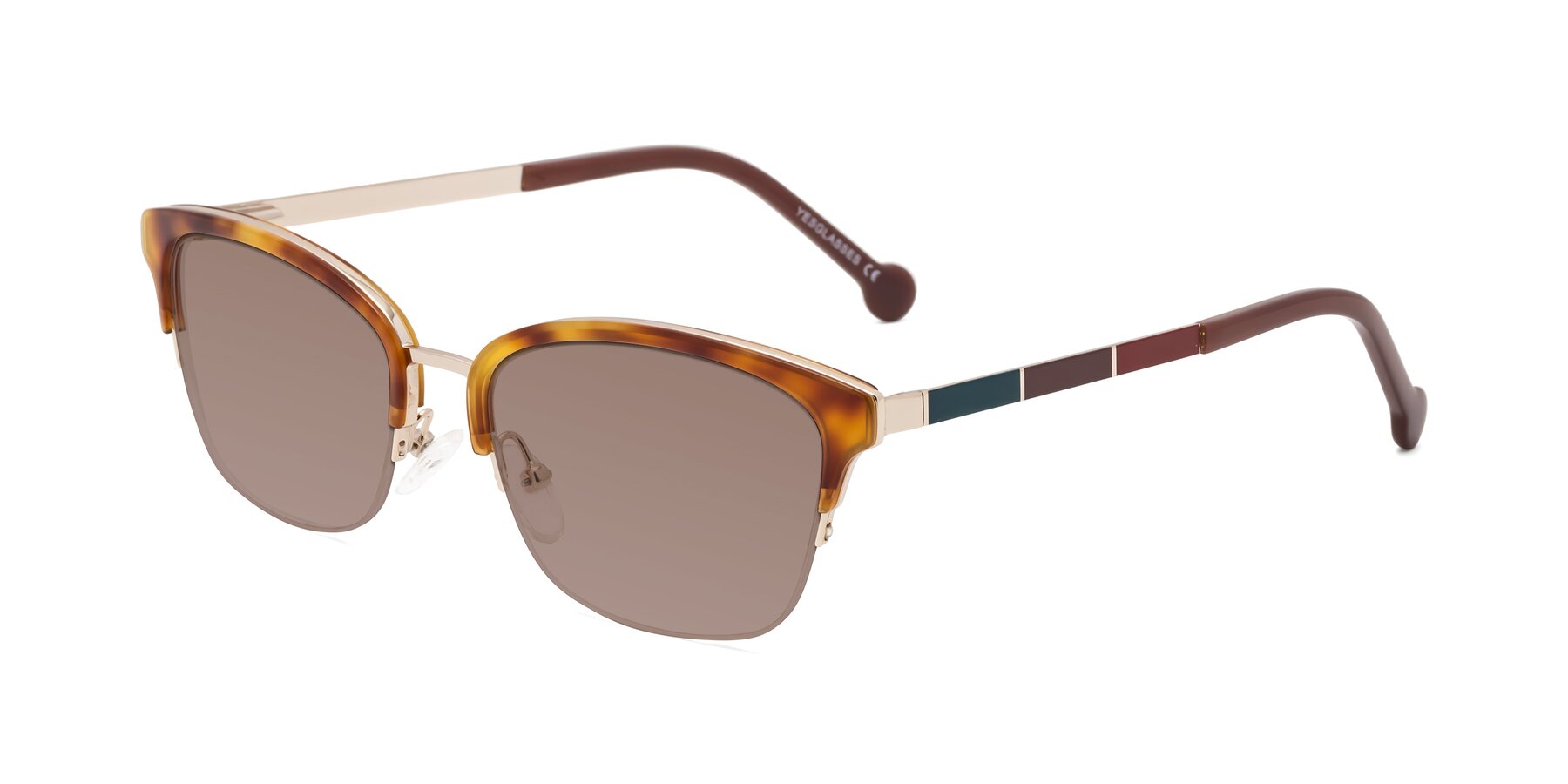 Angle of Jewels in Tortoise-Gold with Medium Brown Tinted Lenses