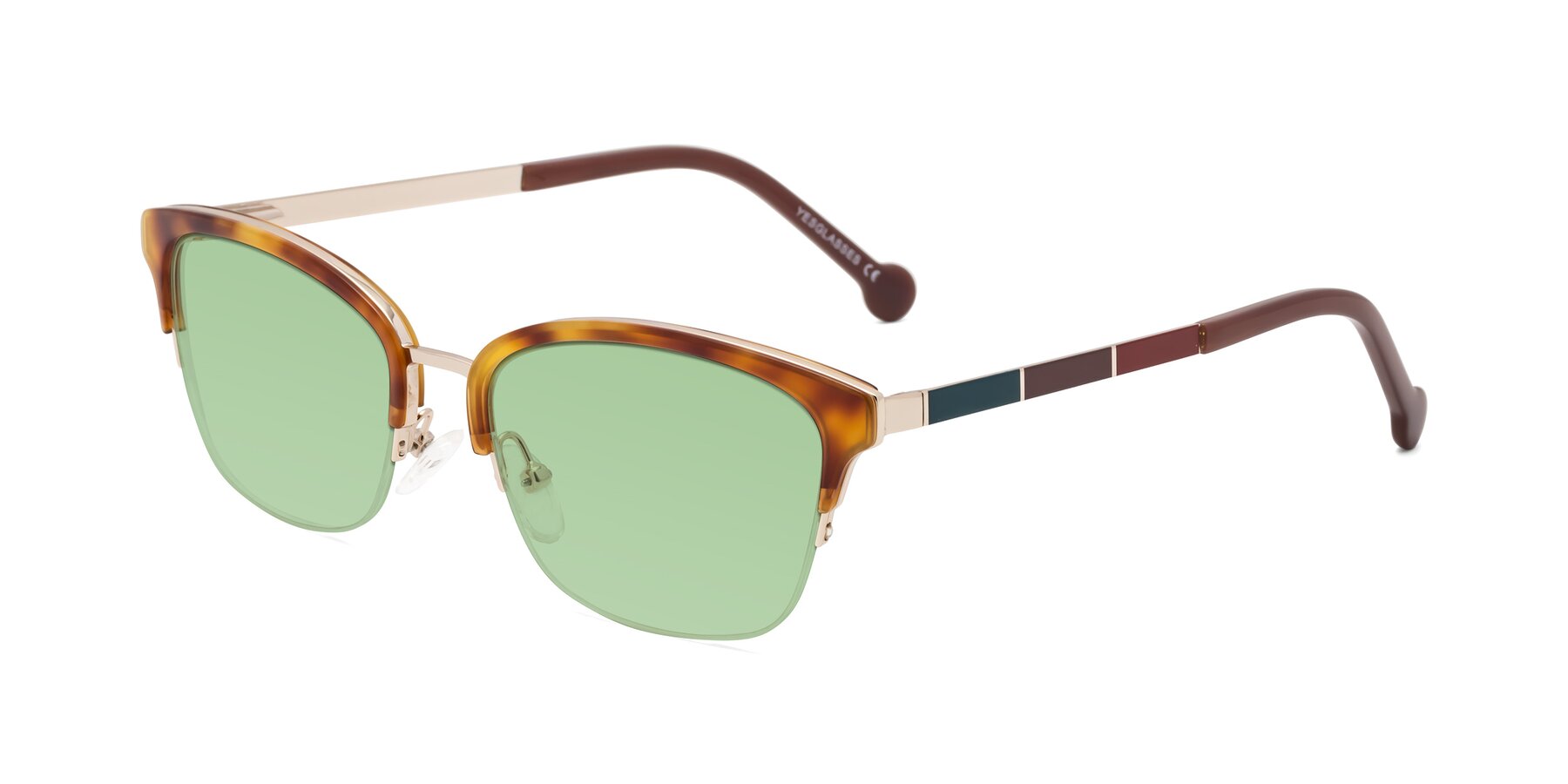 Angle of Jewels in Tortoise-Gold with Medium Green Tinted Lenses