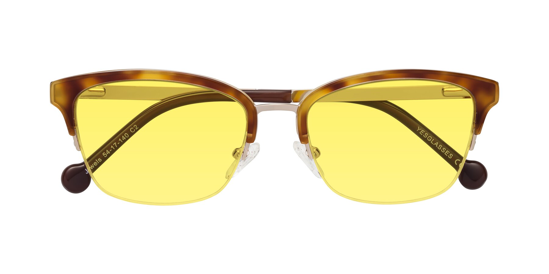 Folded Front of Jewels in Tortoise-Gold with Medium Yellow Tinted Lenses