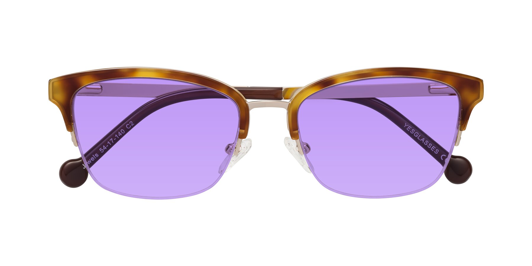 Folded Front of Jewels in Tortoise-Gold with Medium Purple Tinted Lenses