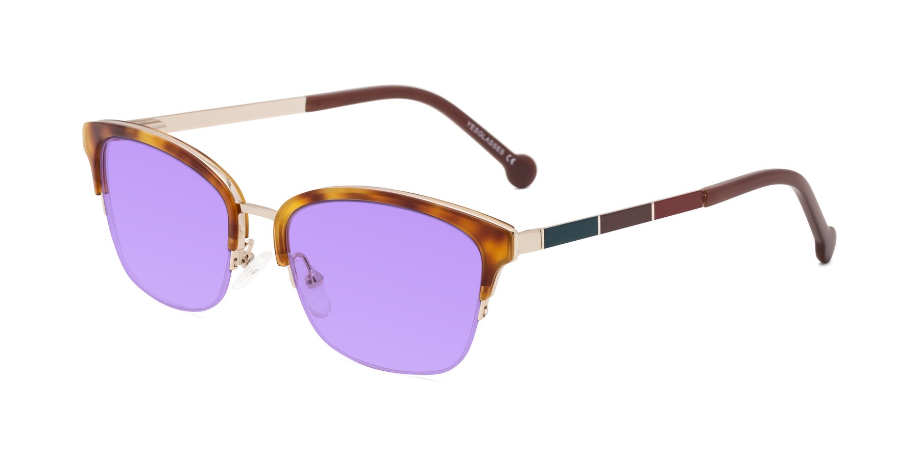 Angle of Jewels in Tortoise-Gold with Medium Purple Tinted Lenses