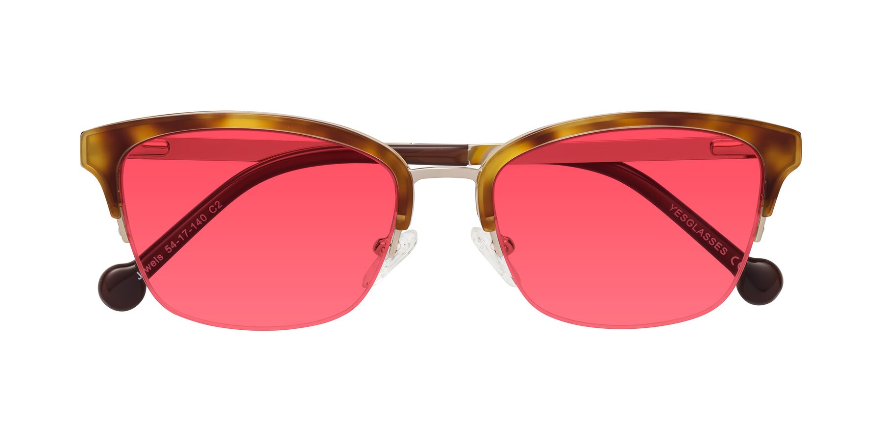 Folded Front of Jewels in Tortoise-Gold with Red Tinted Lenses