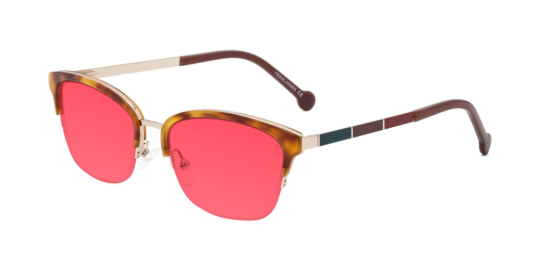 Angle of Jewels in Tortoise-Gold with Red Tinted Lenses