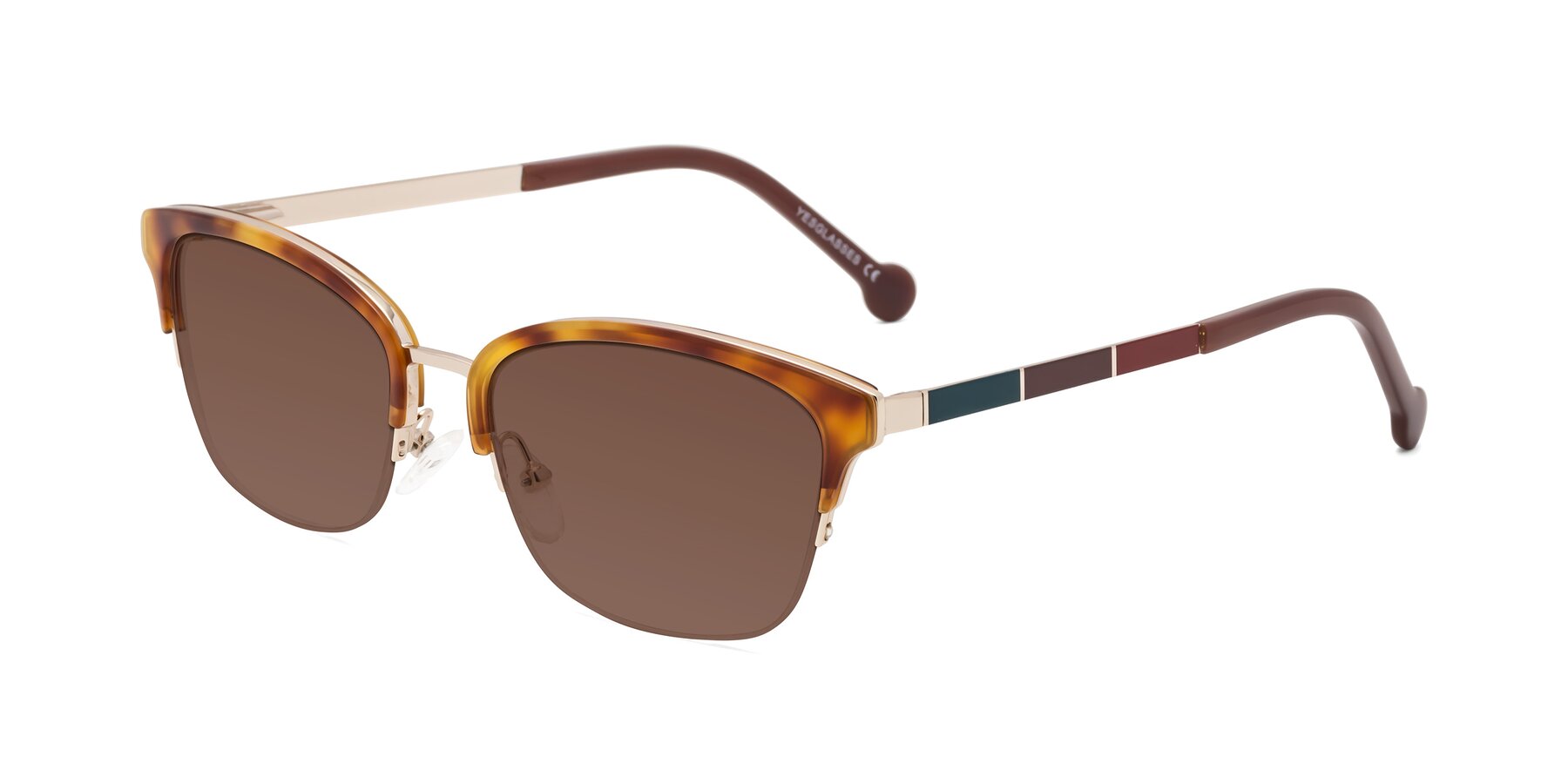 Angle of Jewels in Tortoise-Gold with Brown Tinted Lenses