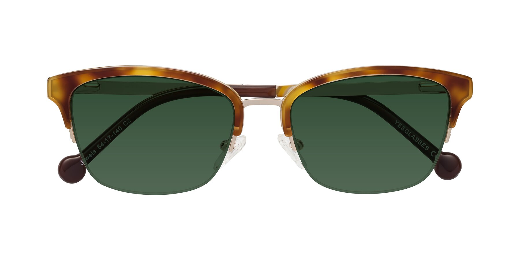 Folded Front of Jewels in Tortoise-Gold with Green Tinted Lenses