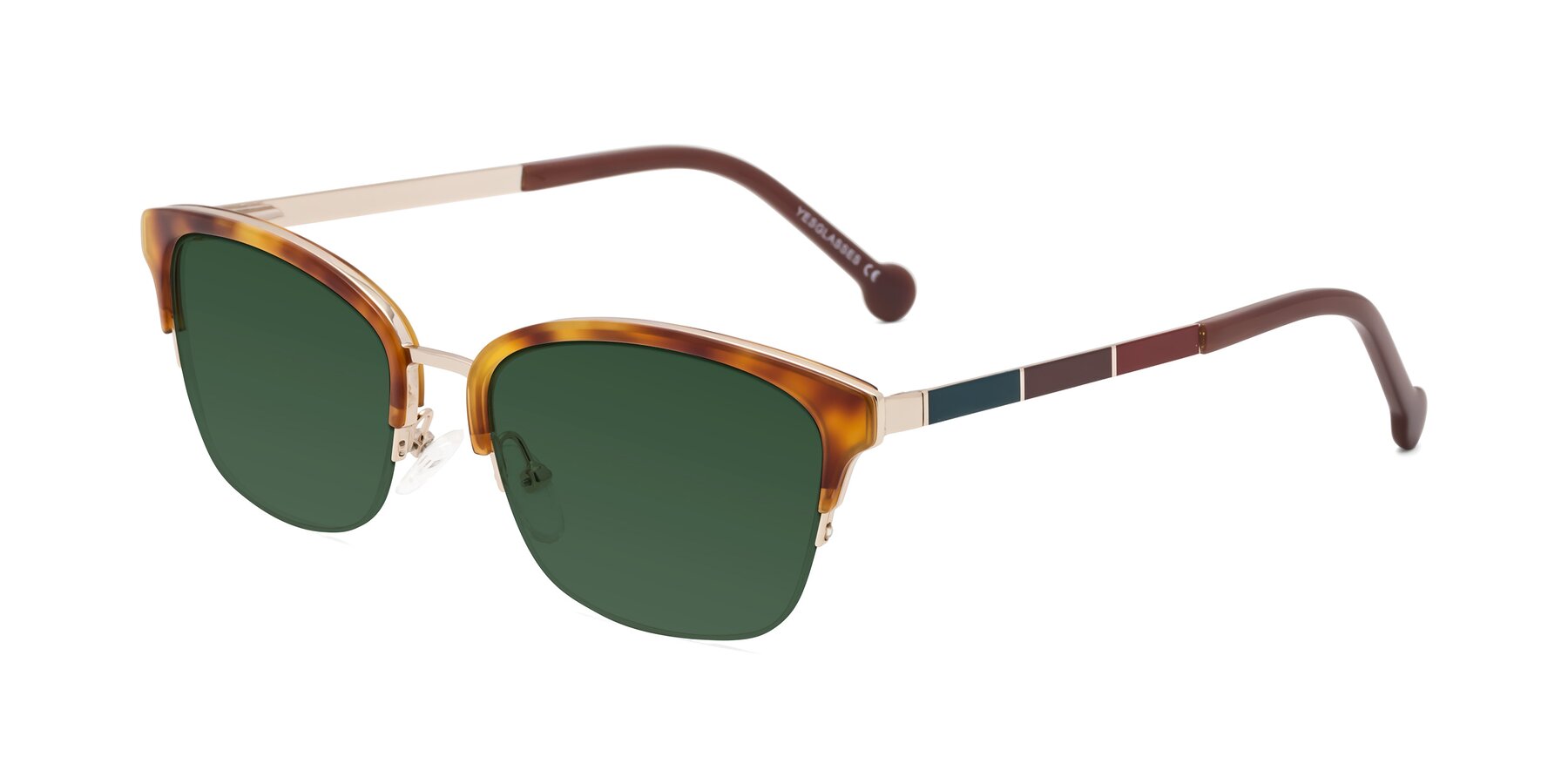 Angle of Jewels in Tortoise-Gold with Green Tinted Lenses