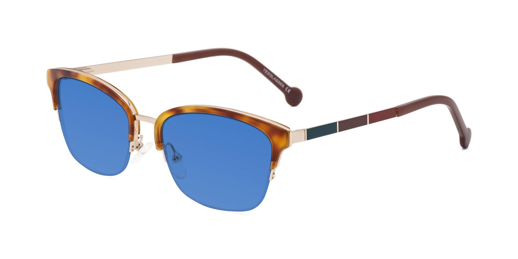 Angle of Jewels in Tortoise-Gold with Blue Tinted Lenses