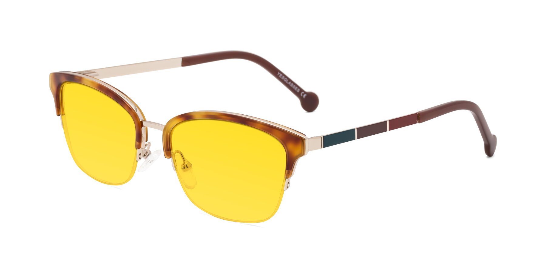 Angle of Jewels in Tortoise-Gold with Yellow Tinted Lenses