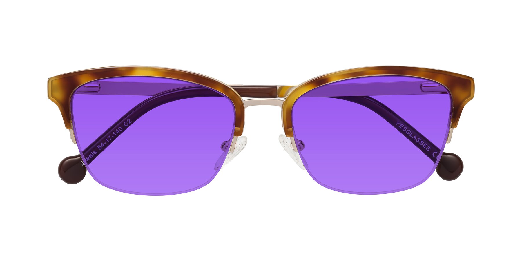 Folded Front of Jewels in Tortoise-Gold with Purple Tinted Lenses