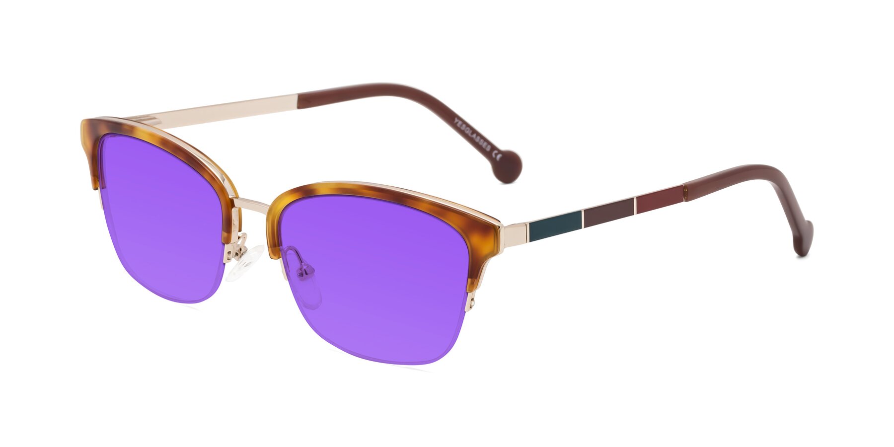 Angle of Jewels in Tortoise-Gold with Purple Tinted Lenses