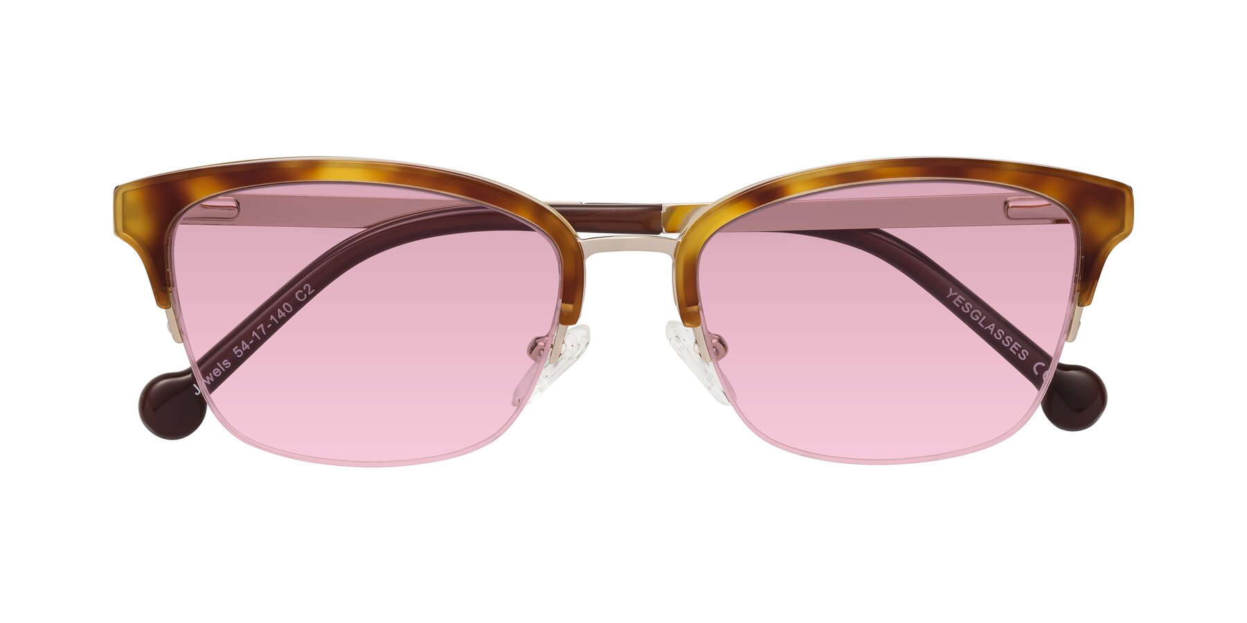 Folded Front of Jewels in Tortoise-Gold with Light Wine Tinted Lenses