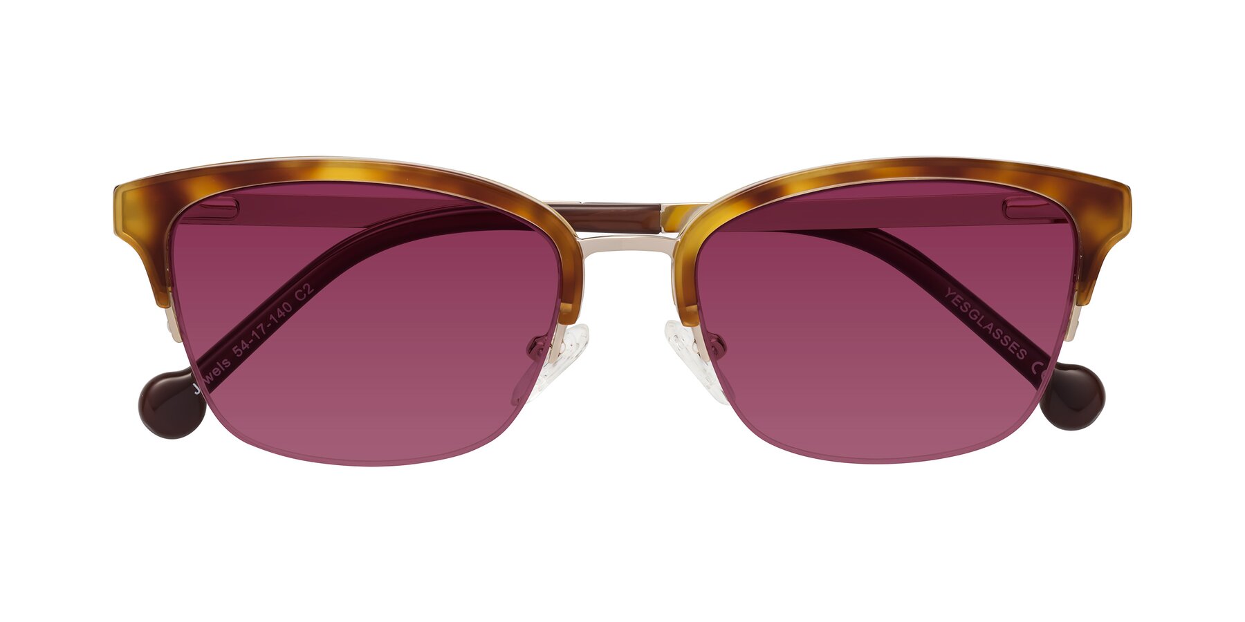 Folded Front of Jewels in Tortoise-Gold with Wine Tinted Lenses