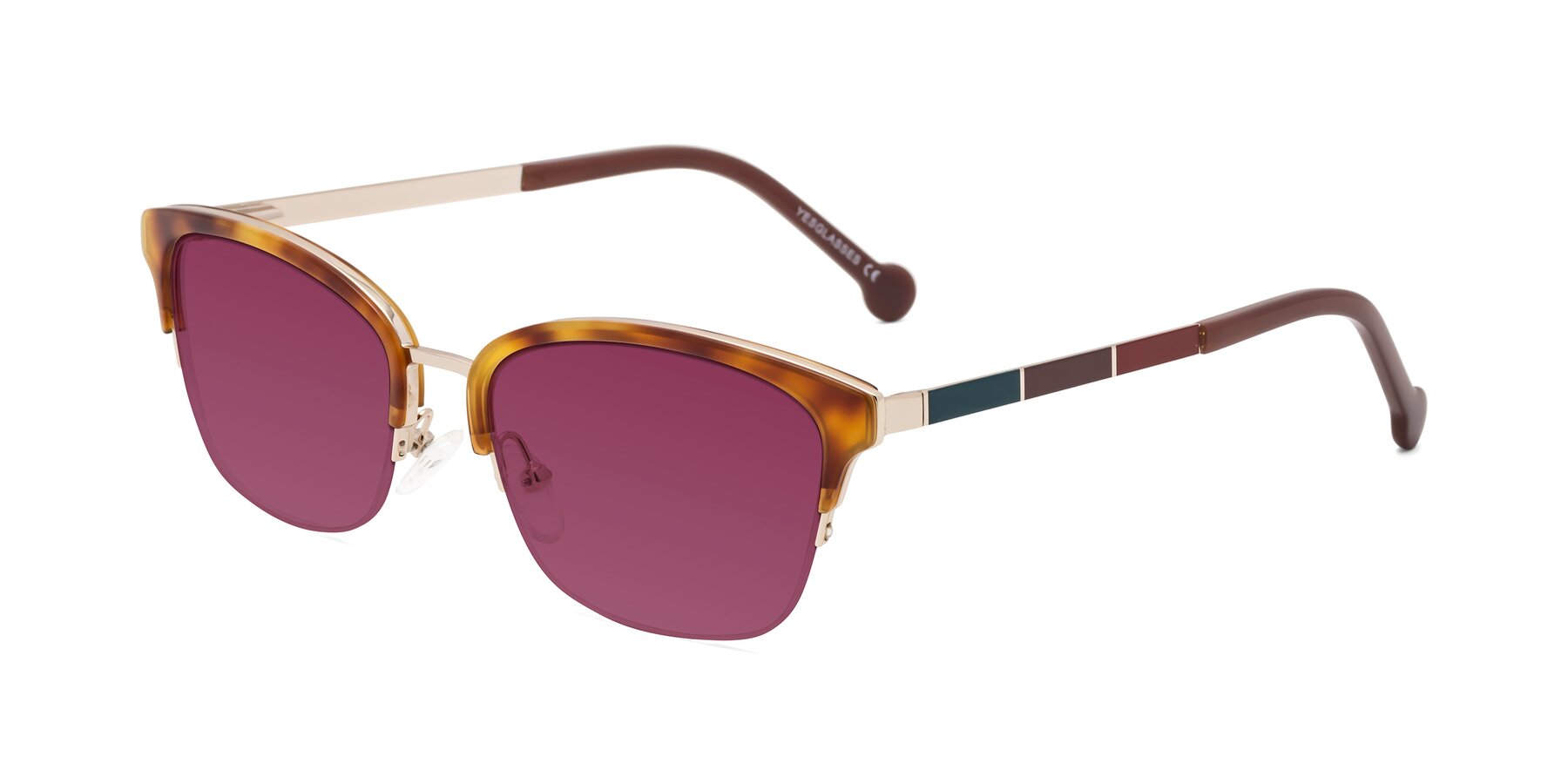 Angle of Jewels in Tortoise-Gold with Wine Tinted Lenses