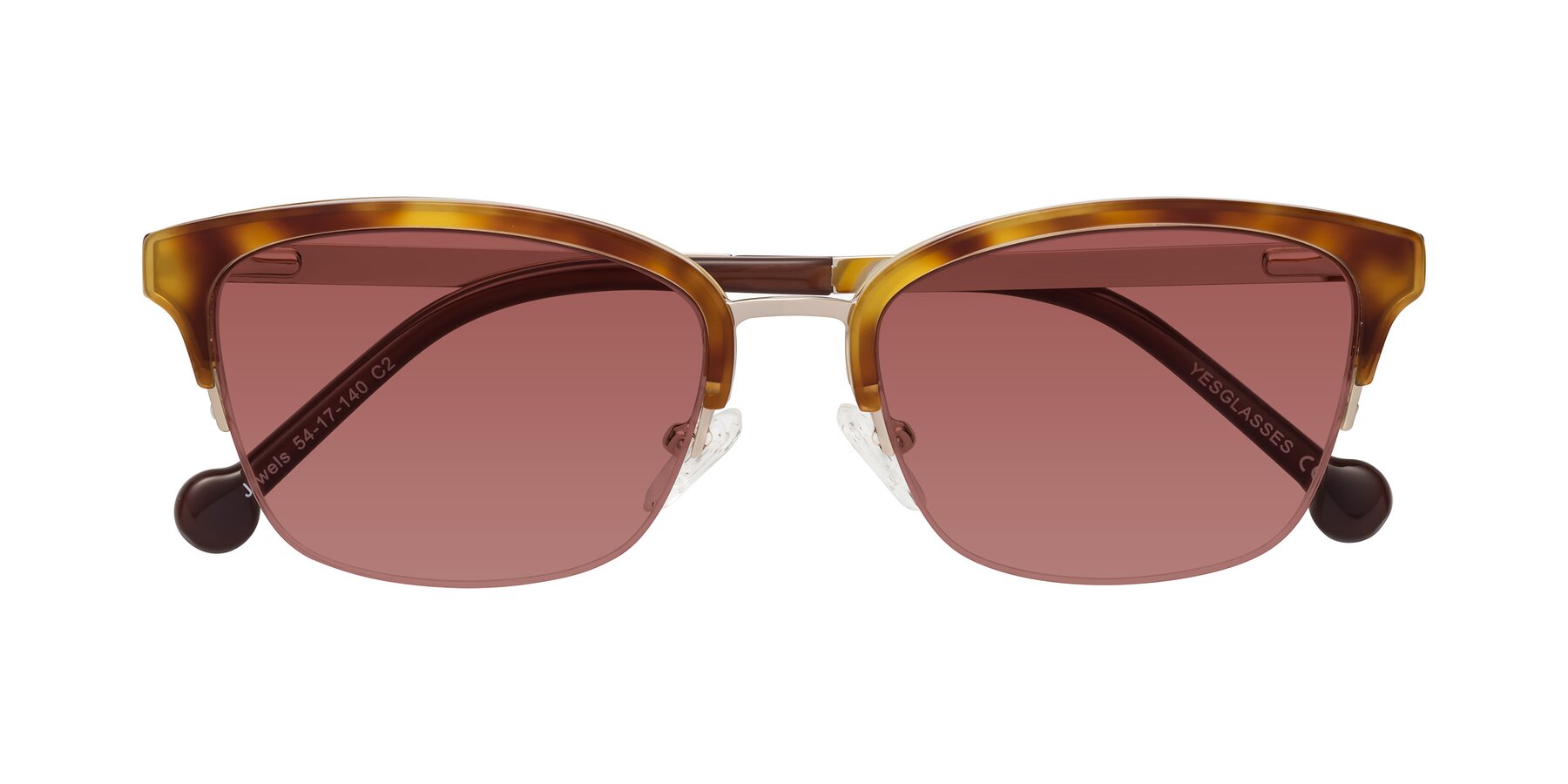 Folded Front of Jewels in Tortoise-Gold with Garnet Tinted Lenses