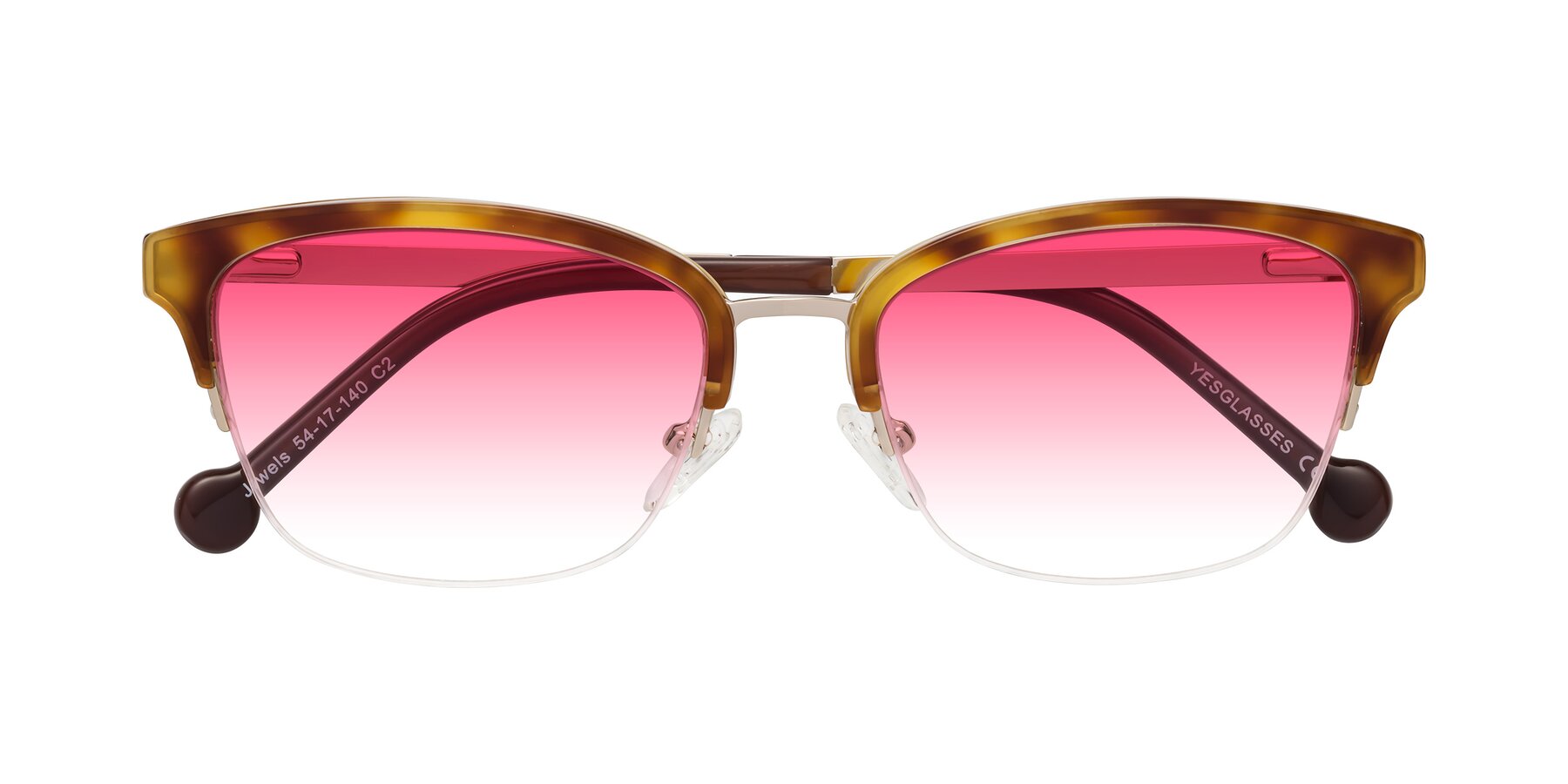 Folded Front of Jewels in Tortoise-Gold with Pink Gradient Lenses