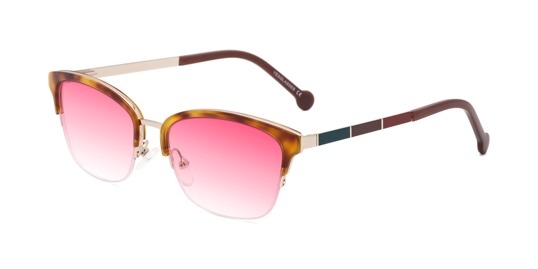 Angle of Jewels in Tortoise-Gold with Pink Gradient Lenses