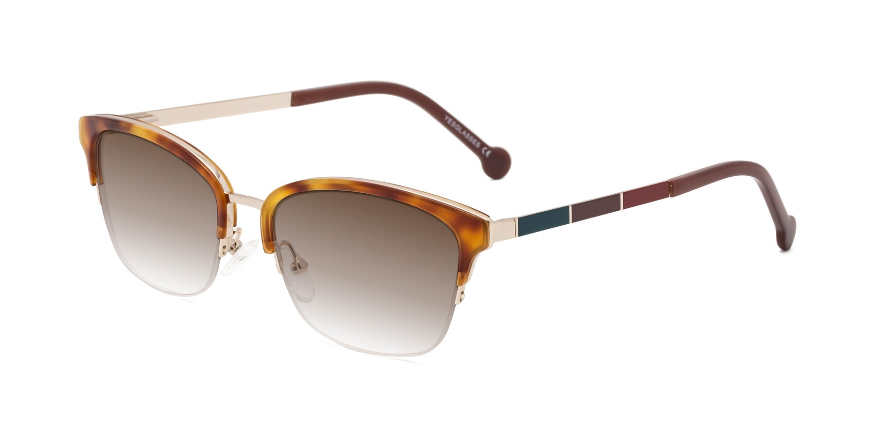 Angle of Jewels in Tortoise-Gold with Brown Gradient Lenses