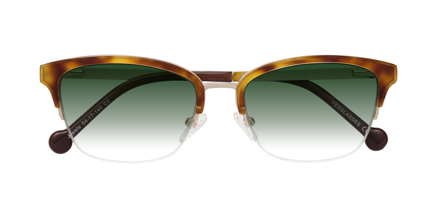 Folded Front of Jewels in Tortoise-Gold with Green Gradient Lenses