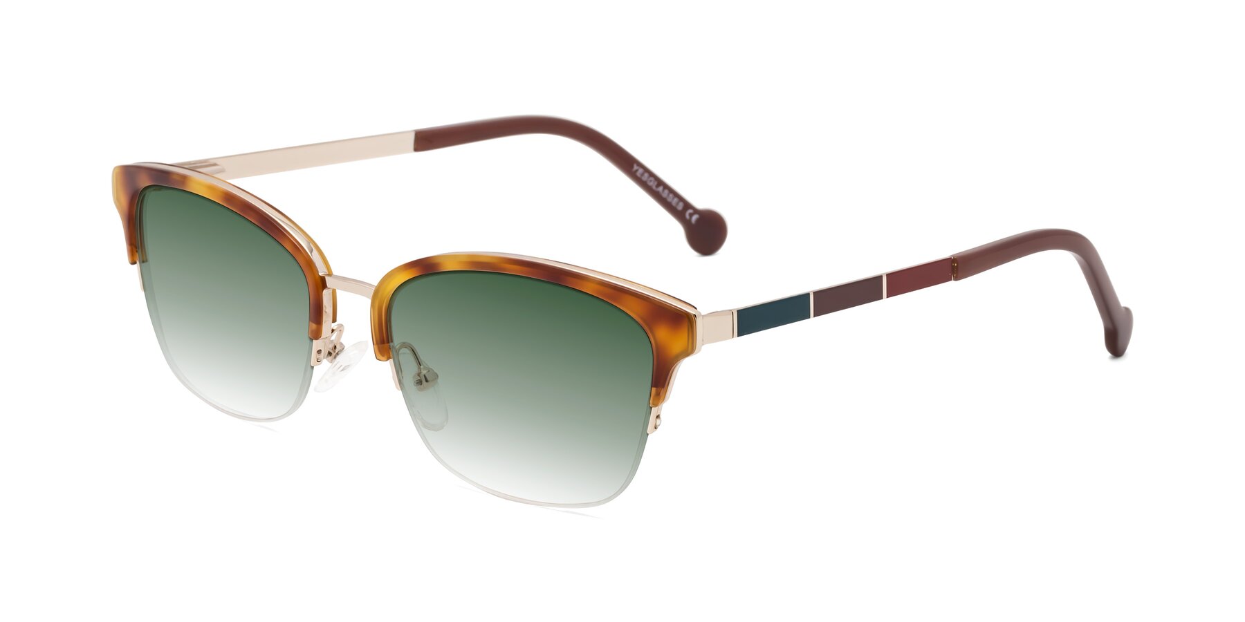 Angle of Jewels in Tortoise-Gold with Green Gradient Lenses