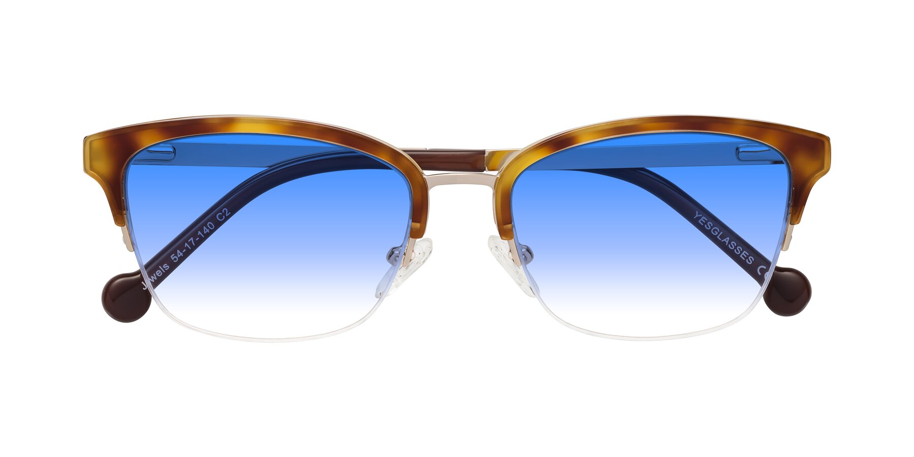 Folded Front of Jewels in Tortoise-Gold with Blue Gradient Lenses