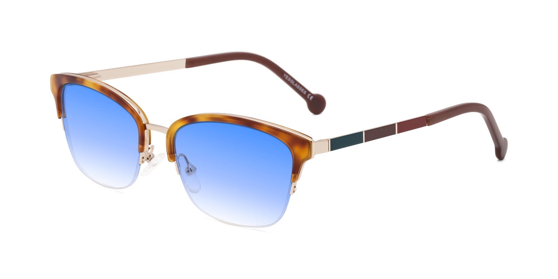 Angle of Jewels in Tortoise-Gold with Blue Gradient Lenses