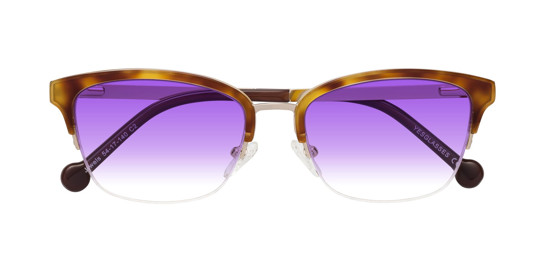 Folded Front of Jewels in Tortoise-Gold with Purple Gradient Lenses