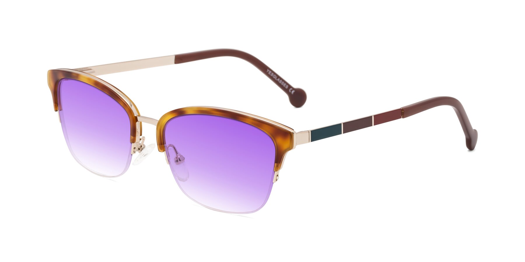 Angle of Jewels in Tortoise-Gold with Purple Gradient Lenses