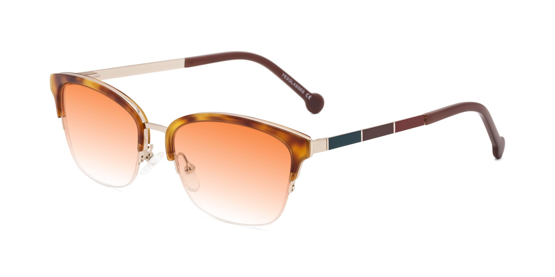 Angle of Jewels in Tortoise-Gold with Orange Gradient Lenses