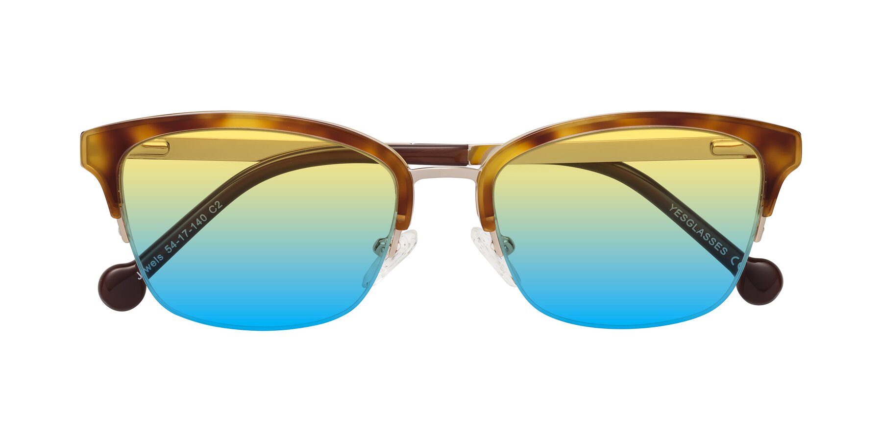 Folded Front of Jewels in Tortoise-Gold with Yellow / Blue Gradient Lenses