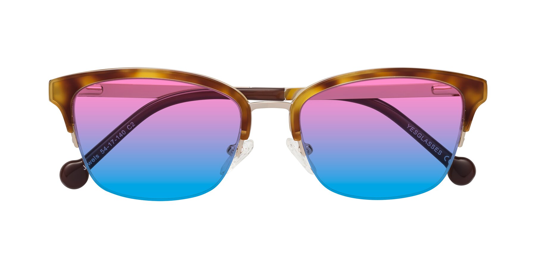 Folded Front of Jewels in Tortoise-Gold with Pink / Blue Gradient Lenses